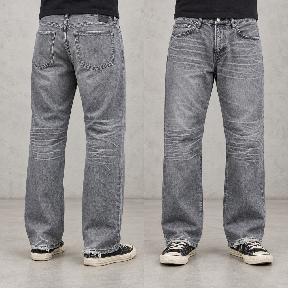 34x30 Gray Distressed Straight Leg Jeans Y2K Grunge